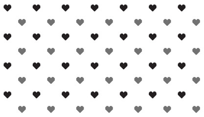 Valentines day pattern background with filled pixel art hearts. Outline, Vector illustration. flyers, invitation, posters, brochure, banner, In black and white