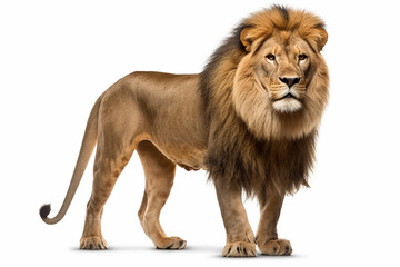 Obraz premium Full_body_size_lion_isolated_on_white_background_cutout