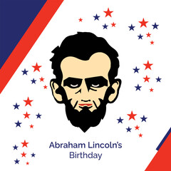 Vector illustration of  Abraham Lincoln’s Birthday National holiday in the United States. Editable post banner template.
