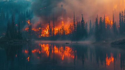 Canada British Columbia burning palettes - obrazy, fototapety, plakaty