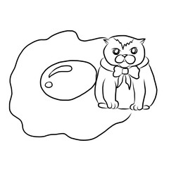 Set of Cat cartoon for printing on sticker.Cat vector illustration for coloring book on white isolated background.Cute clipart.
