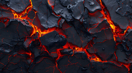 Molten lava and rocks