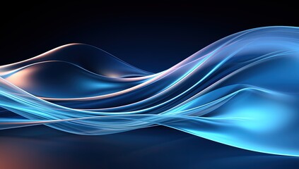 Abstract blue wavy smoke background. Created with AI