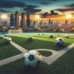 artificial turf of Soccer football field - obrazy, fototapety, plakaty