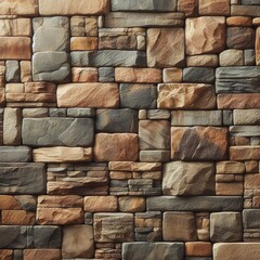Old natural brown stone blocks wall. Textured background