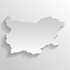 Obraz premium Bulgaria country silhouette. High detailed map. White country silhouette with dropped long shadow on beige background.