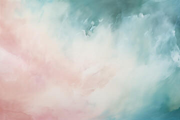 Fototapeta premium Abstract Landscape: Cross-Processed Acrylics with Monochromatic Ink Washes on Unprimed Canvas – Exploring Dark Teal and Light Pink with White Strokes and Peach Undertones