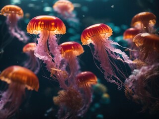 ultra detailed jellyfish in water. Generative AI