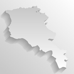 Armenia country silhouette. High detailed map. White country silhouette with dropped long shadow on beige background.