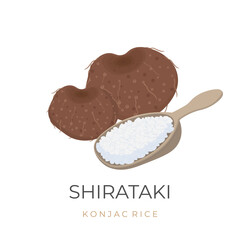 Vector illustration logo of konjac tubers or porang tubers with shirataki rice