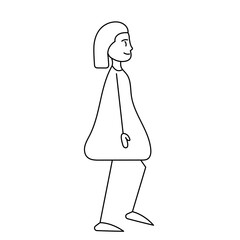 woman walking side view sketch, on white background vector