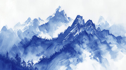 Draw steep peaks in blue ink