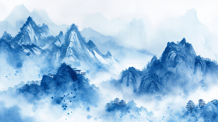 Draw steep peaks in blue ink