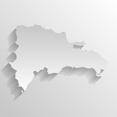 Dominican Republic country silhouette. High detailed map. White country silhouette with dropped long shadow on beige background.