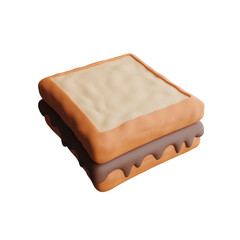 Bread and chocolate 3d illustration