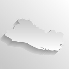 El Salvador country silhouette. High detailed map. White country silhouette with dropped long shadow on beige background.