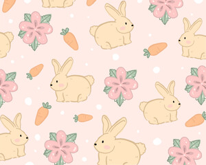 Rabbit and flower pattern design for templates.