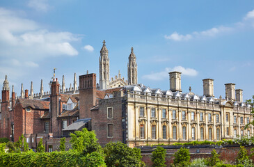Clare's Old Court over the high side of river Cam. Cambridge. Cambridgeshire. United Kingdom
