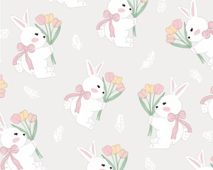 Rabbit and flower pattern design for templates.