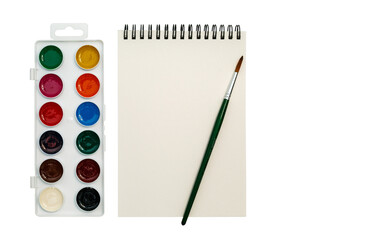 Notepad with paints and brush - 726252324