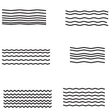 Wave line set. Zigzag. Vector