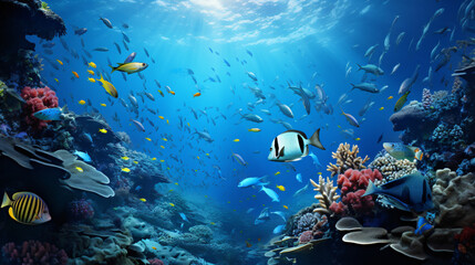 Naklejka na ściany i meble Fish in underwater
