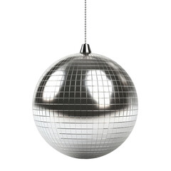 Silver disco mirror ball isolated transparent background