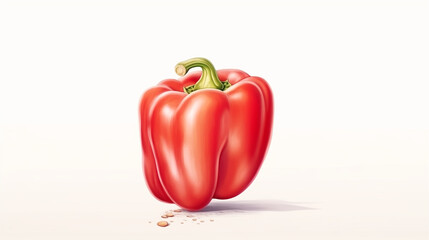 A large, red pepper, filling the frame water color, cartoon, hand drawing, animation 3D, vibrant, minimalist style. ai generated.