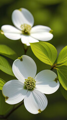 Obraz na płótnie Canvas White flowers of Cornus dogwood (Cornus florida) in bloom in spring