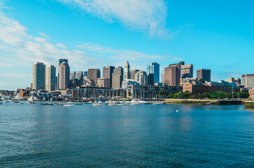 Boston Skyline, Massachusetts, USA. View from Boston Harbor.

