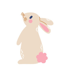 Cute rabbit sitting. Vector flat illustration isolated on white background.