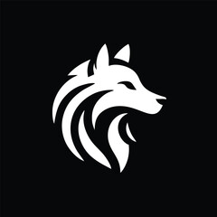 simple wolf logo icon black white