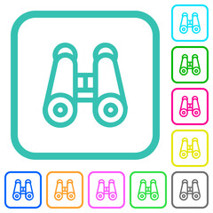 Binoculars outline vivid colored flat icons