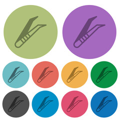 Medical tweezers color darker flat icons
