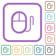 Fototapeta premium Computer mouse with cord outline simple icons