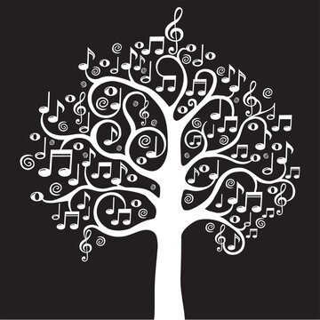 Tree from musical notes.Vector illustration