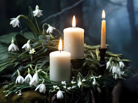 candles and flowers