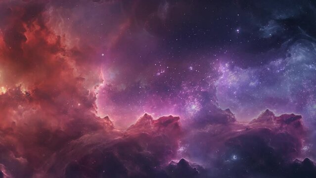 Colorful space galaxy cloud nebula. Stary night cosmos. nebula and galaxies in space. seamless looping virtual video animation background Ai generated