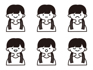 色々な表情の女の子のイラストセット