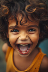 Close-up of a joyful and smiling infant