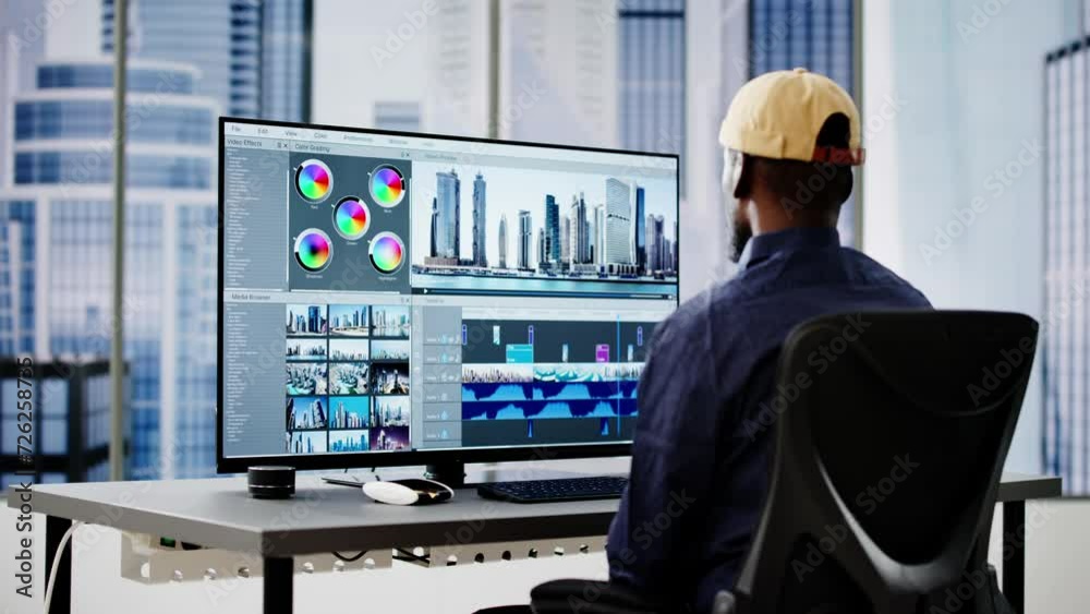 Aufkleber Video Editor Or Designer Using Editing Software Tech
