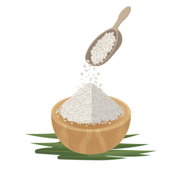 white sugar pouring into wooden bowl clip art preview