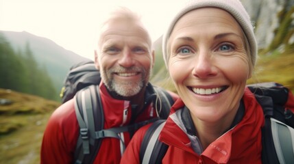 Couple in light activity as individuals or in pairs ie hiking, Nordic Walking or outdoor...