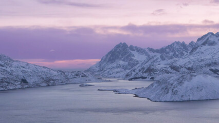 norway lofoten islands snowy mountains and sea photos taken in winter