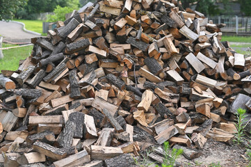 Wooden logs are intended for firewood. concept
