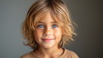 Captivating Gaze: Boy with Blue Eyes and a Sweet Smile