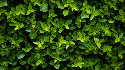 a green hedge with small plants on it, in the style of decorative backgrounds, high-angle, high resolution - obrazy, fototapety, plakaty