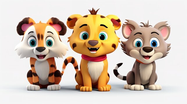 Cutout Set of 3 Cartoon Animal Toys Characters

