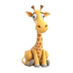 Cartoon Giraffe PNG Cutout, Generative AI