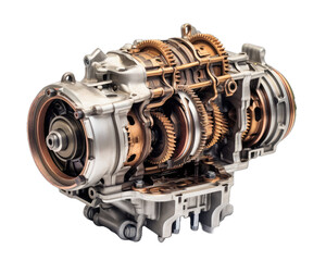 Auto parts Transmission isolated on white background. 